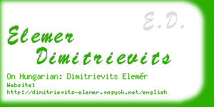 elemer dimitrievits business card