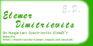 elemer dimitrievits business card